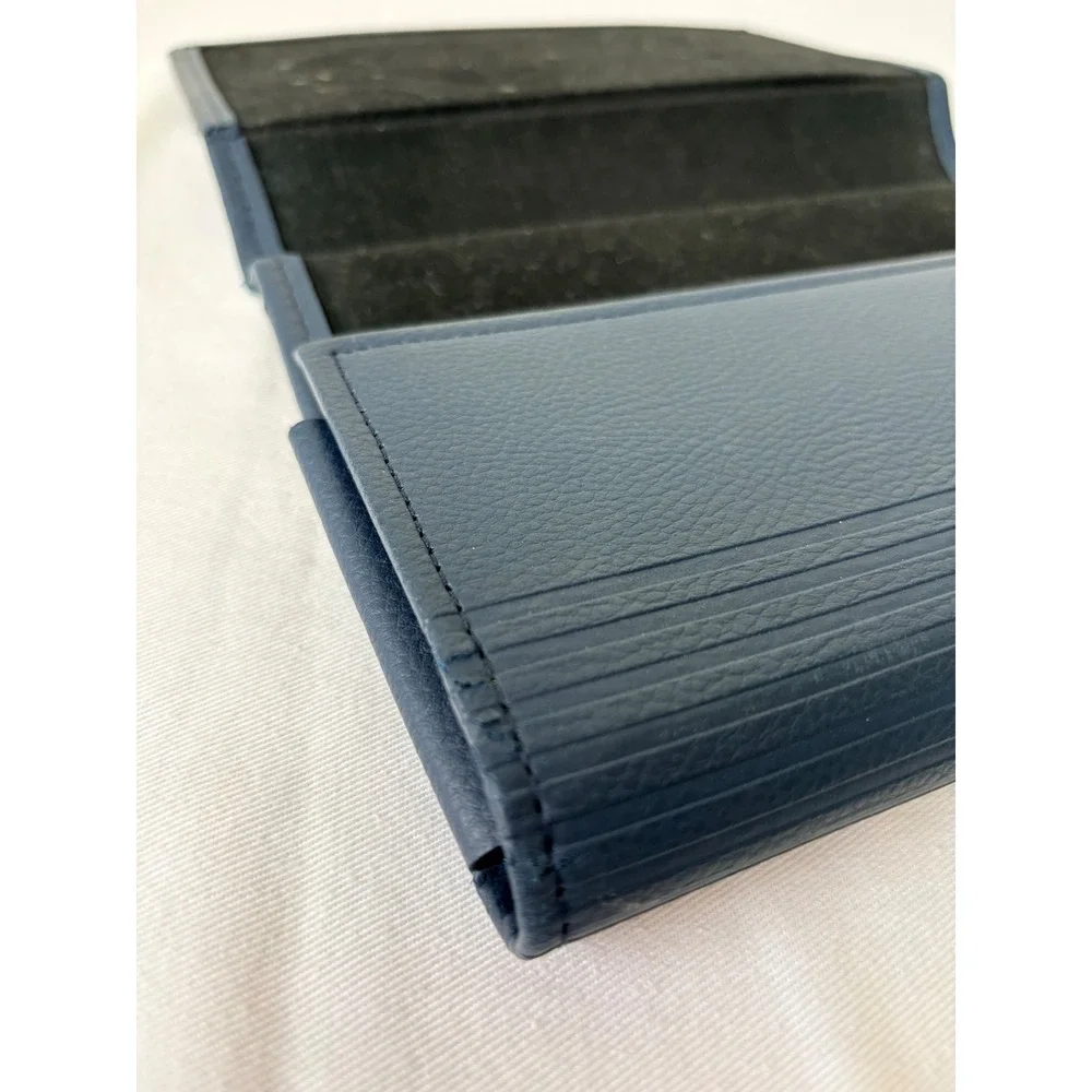 Land Rover‎ Navy Blue Textured Leather Document Holder Long Wallet Embossed Logo